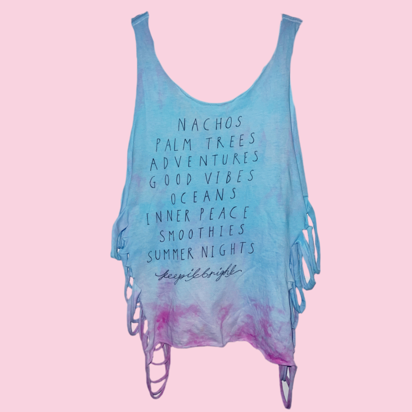 Summer Nights tie dye side slash top 