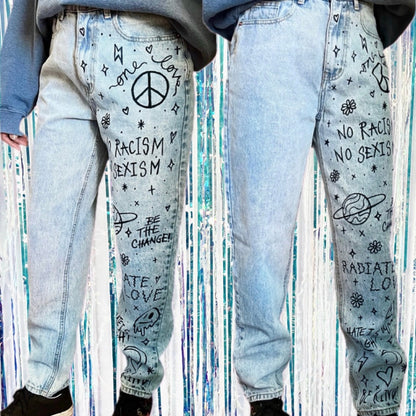 Scrawl jeans - hand-painted 