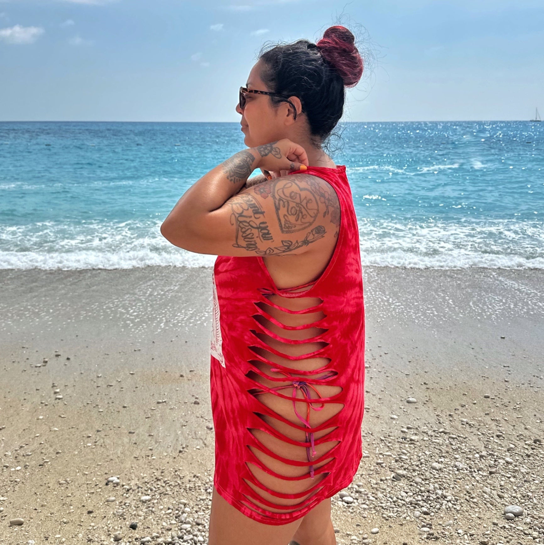 Kind Fierce Brave red side slash vest