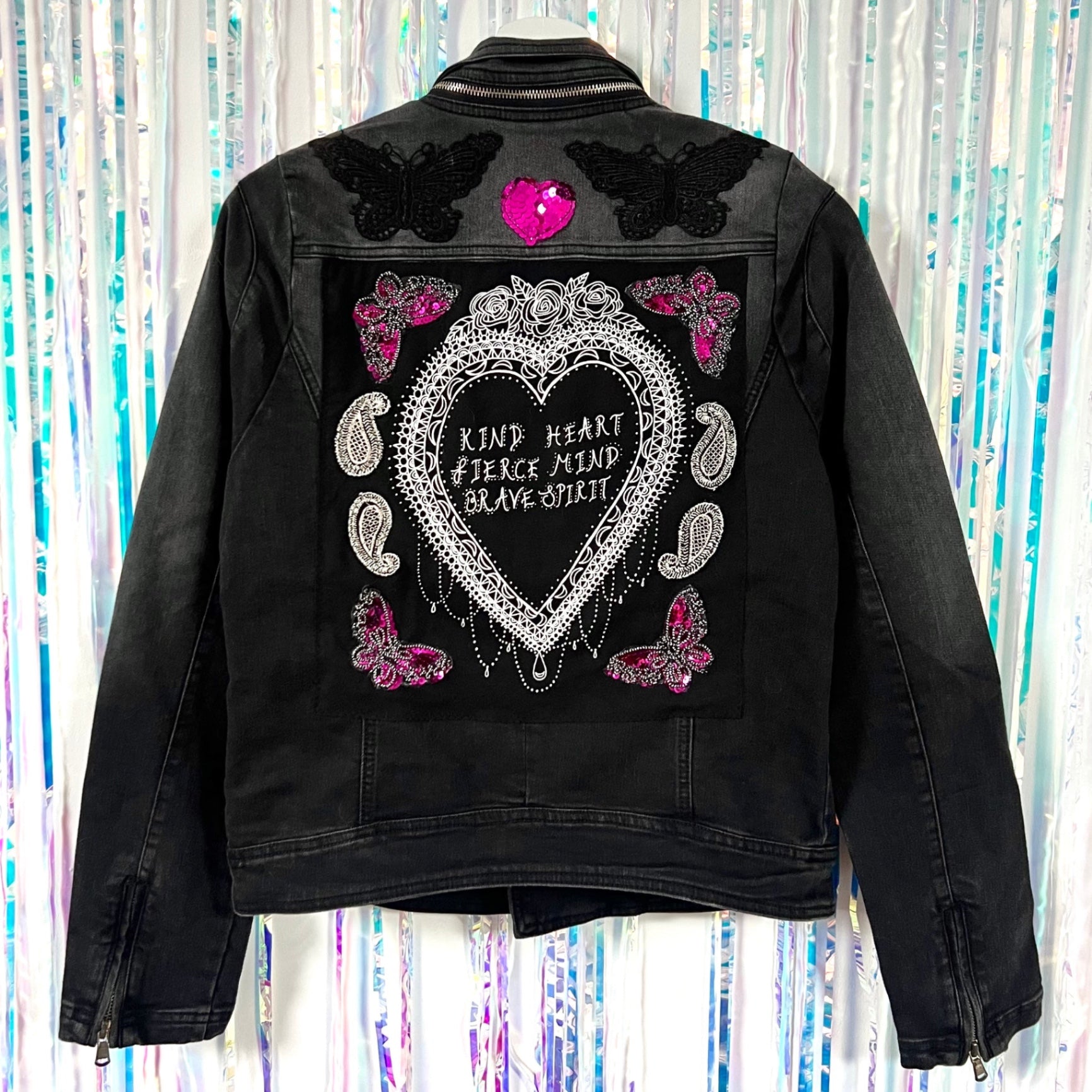 Kind Fierce Brave biker jacket