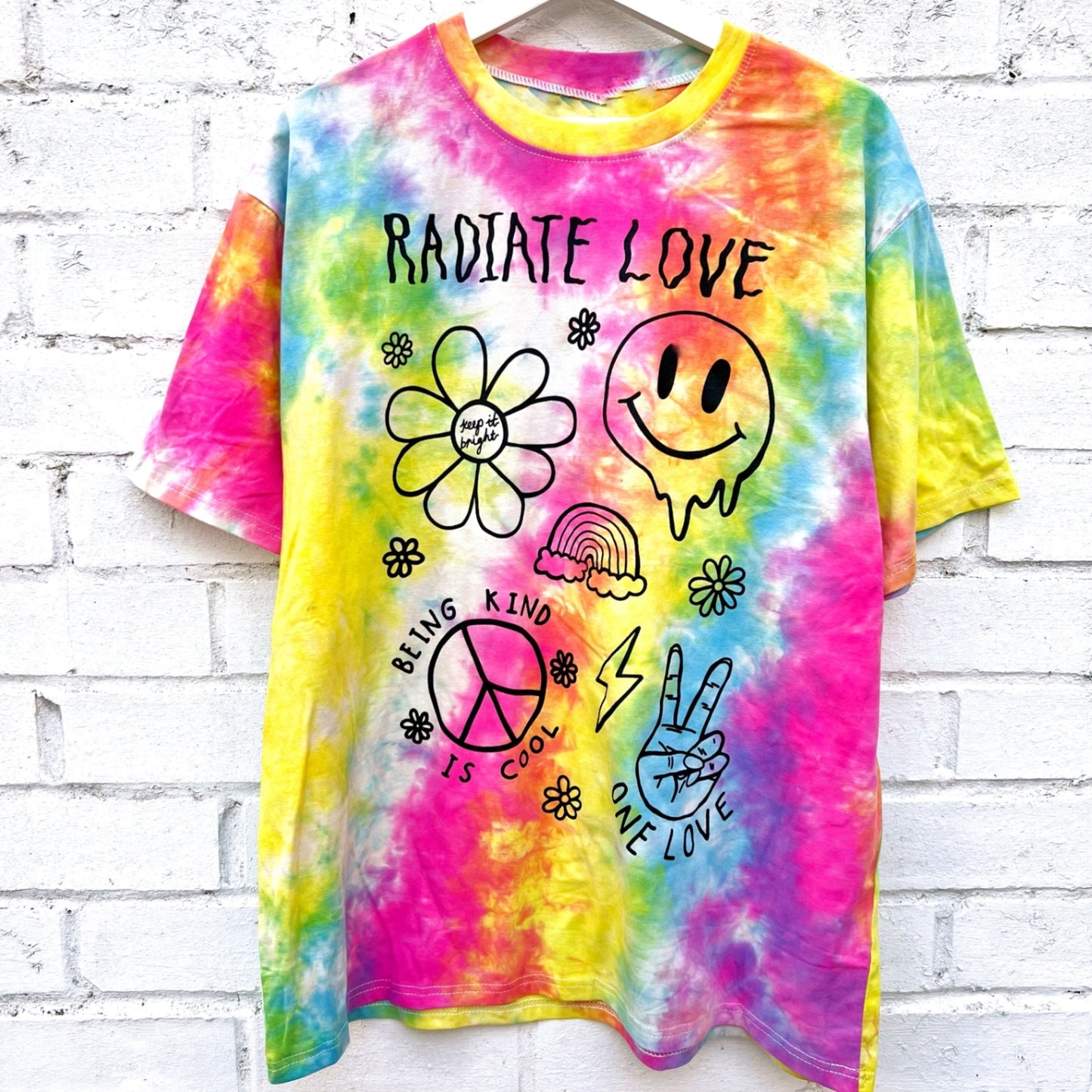 Hippie Heart tie dye tshirt - bright 