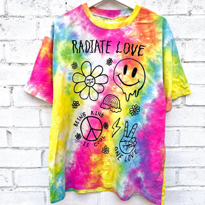 Hippie Heart tie dye tshirt - bright 