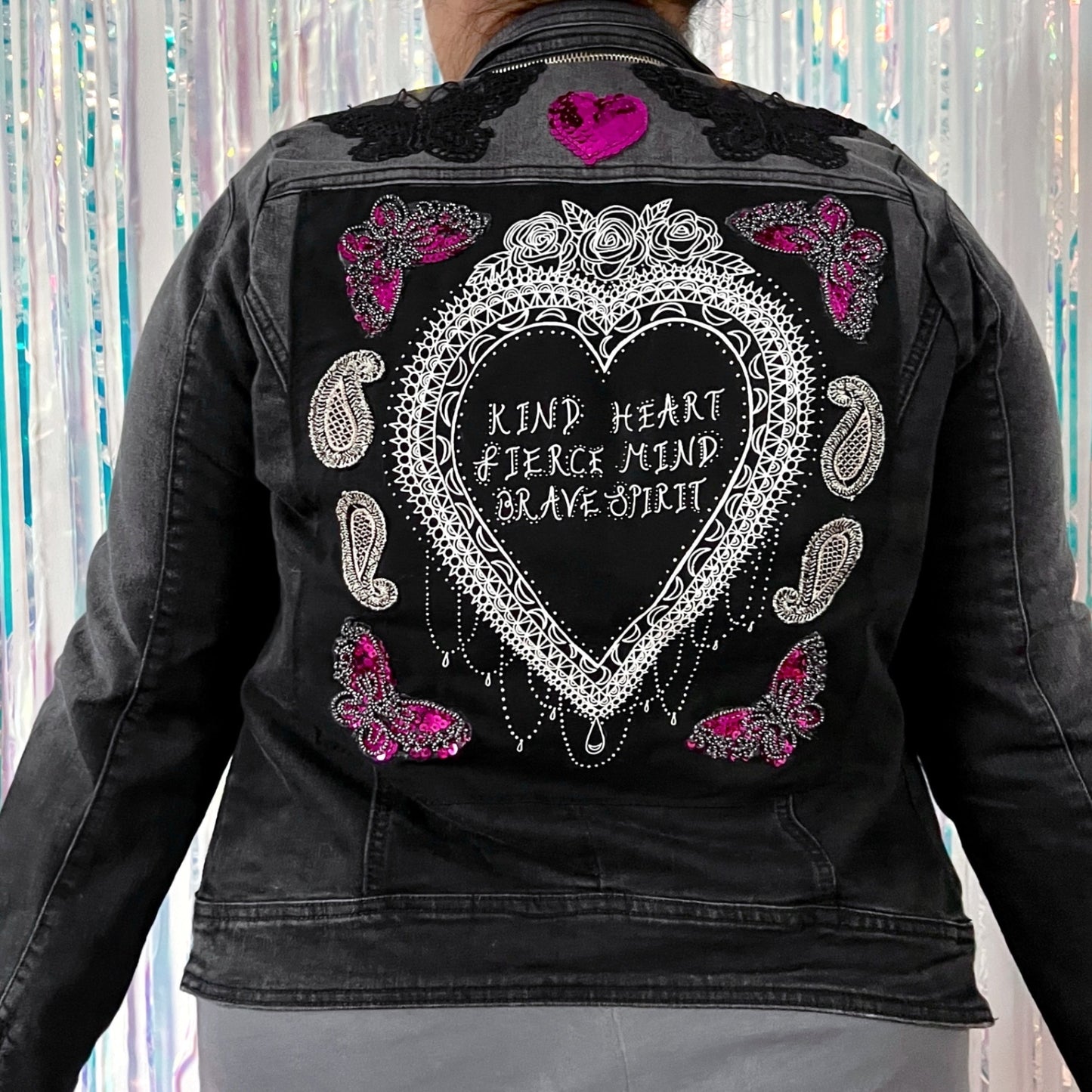 Kind Fierce Brave biker jacket