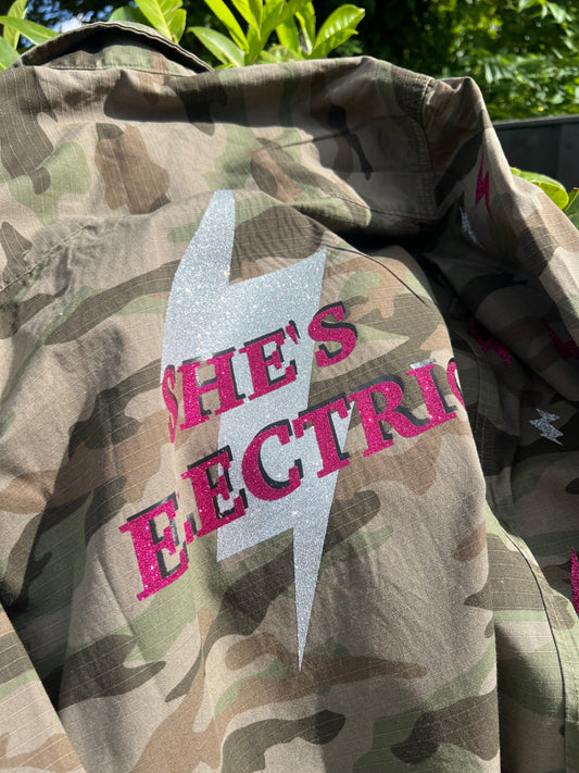 She’s electric camo jacket