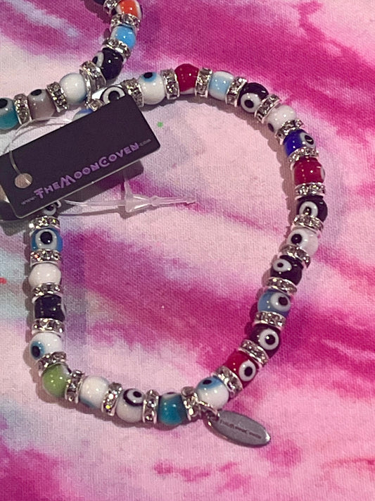 Multi Crystal Lucky Eye Stretch Bracelet