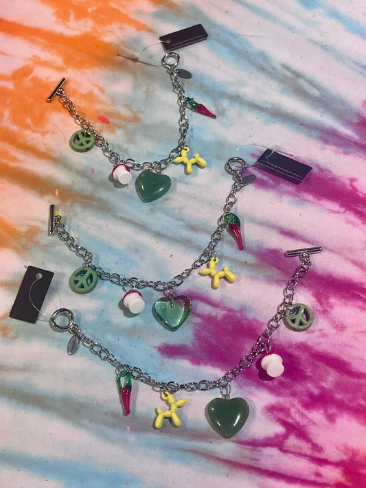 Silver T-Bar Chilli Charm Bracelet