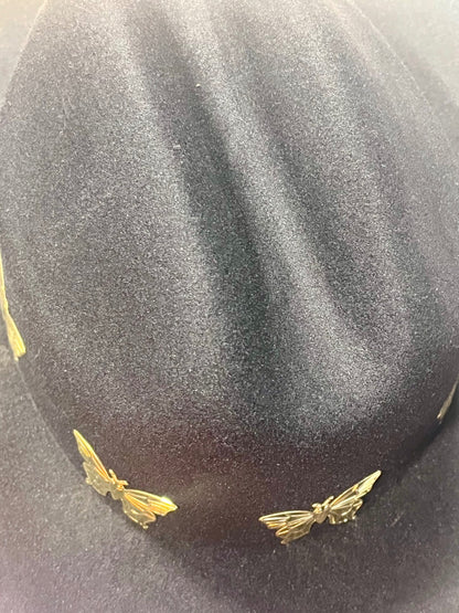Black Gold Butterfly Cowboy Adjustable Hat 