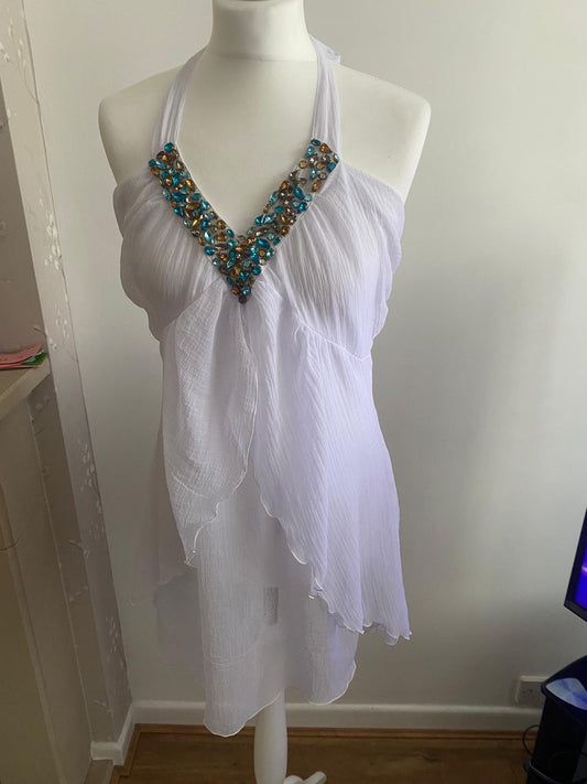 White sheer beach cover up