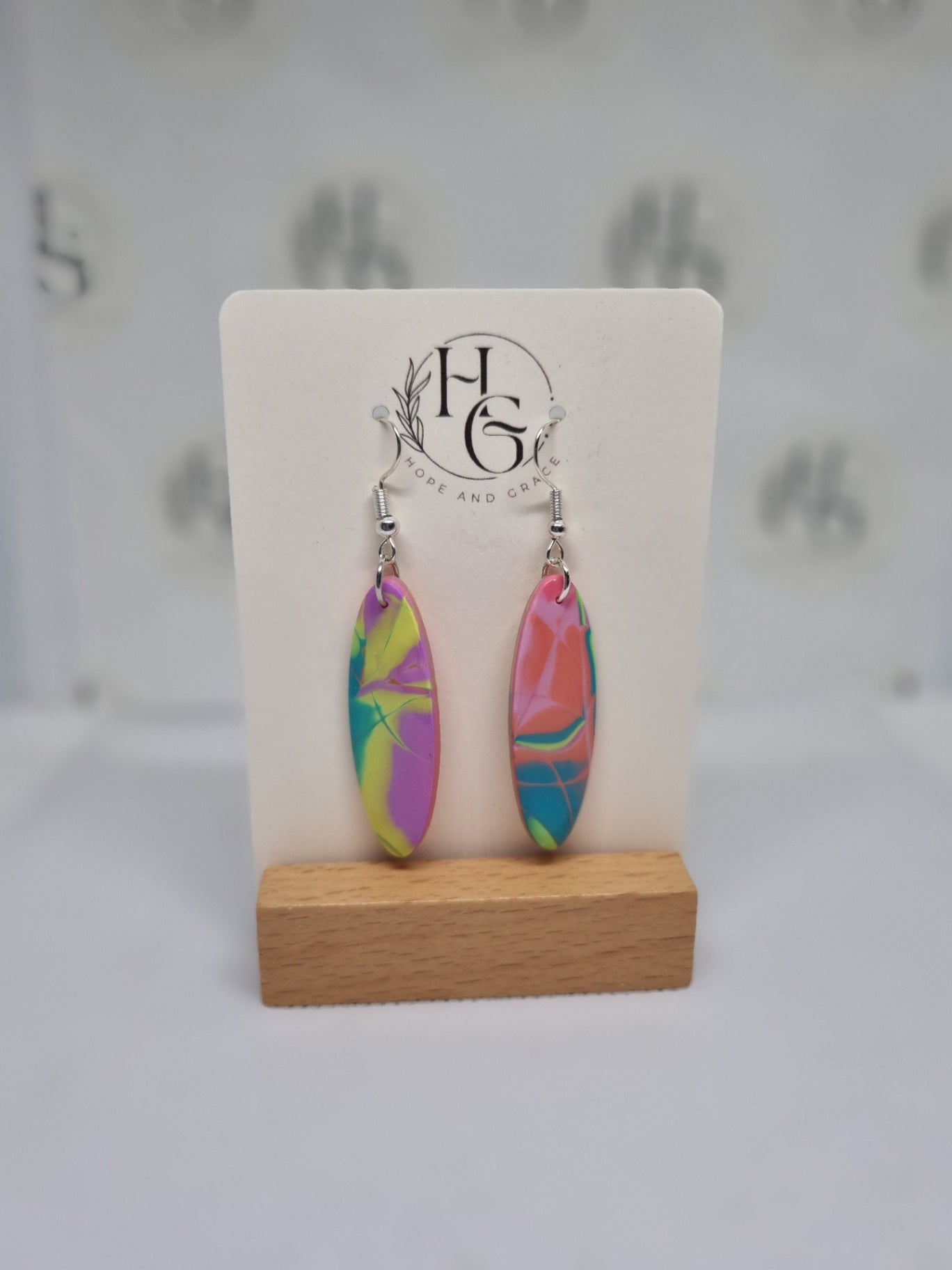 Bright "festival" inspired oval earrings