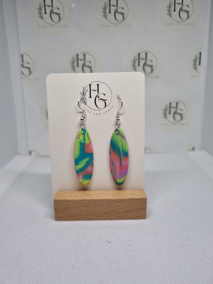 Bright "festival" inspired oval earrings