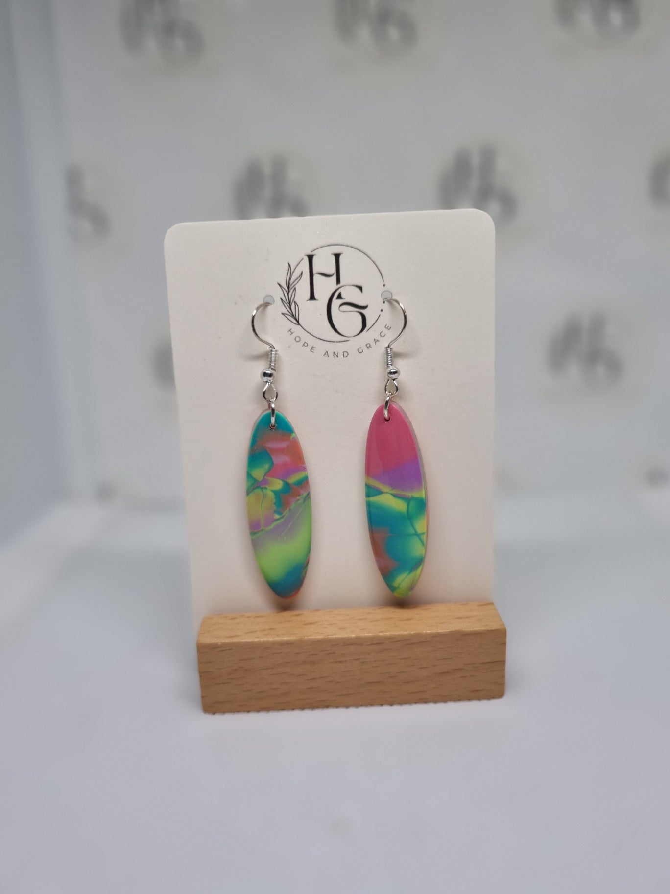 Bright "festival" inspired oval earrings