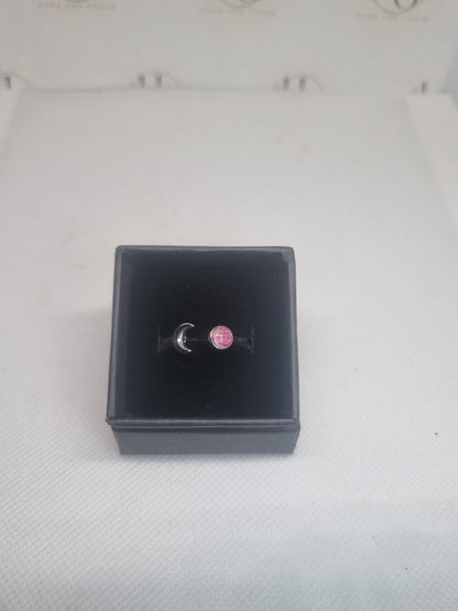 Adjustable cresent moon ring with pink stone