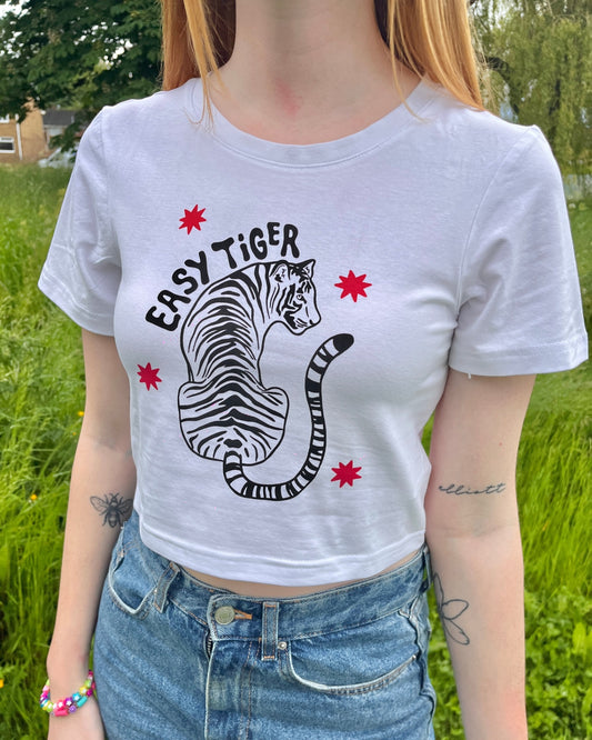 Easy Tiger White Baby Tee - Small / 10