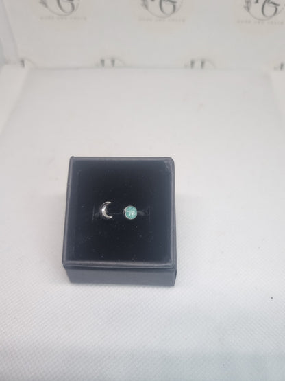 Adjustable cresent moon ring with turquoise stone