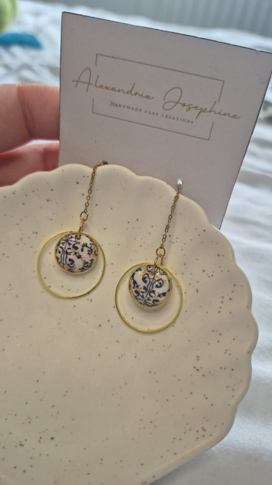Tile Pattern Threader Earrings