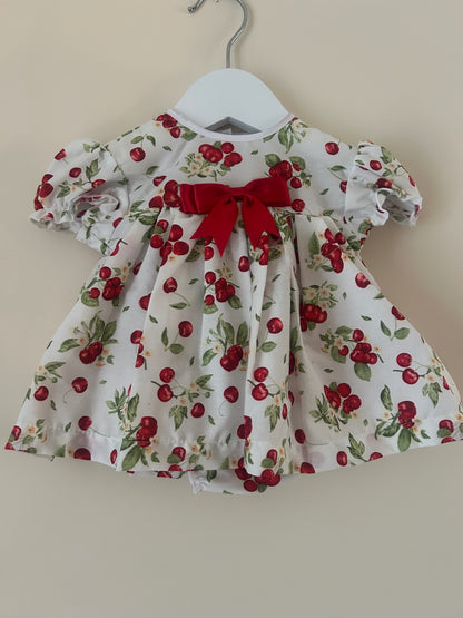 3-6m Handmade Cherry Pattern Dress And Pants Set