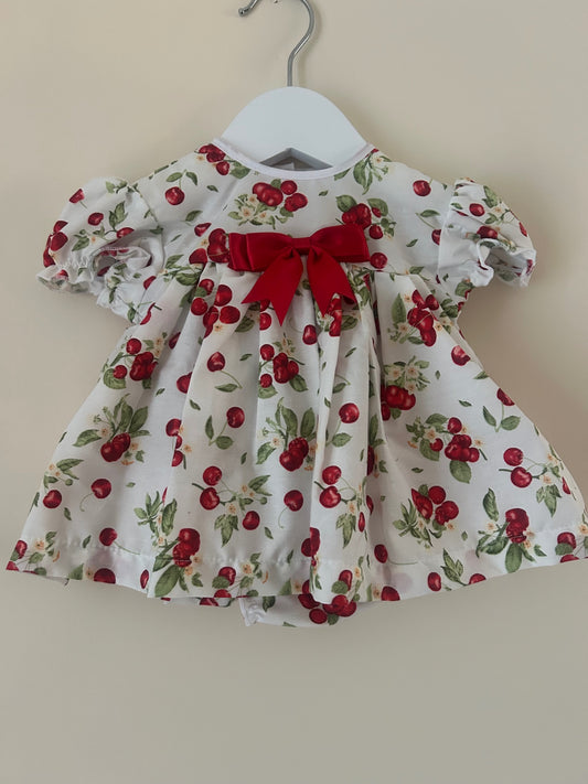 3-6m Handmade Cherry Pattern Dress And Pants Set