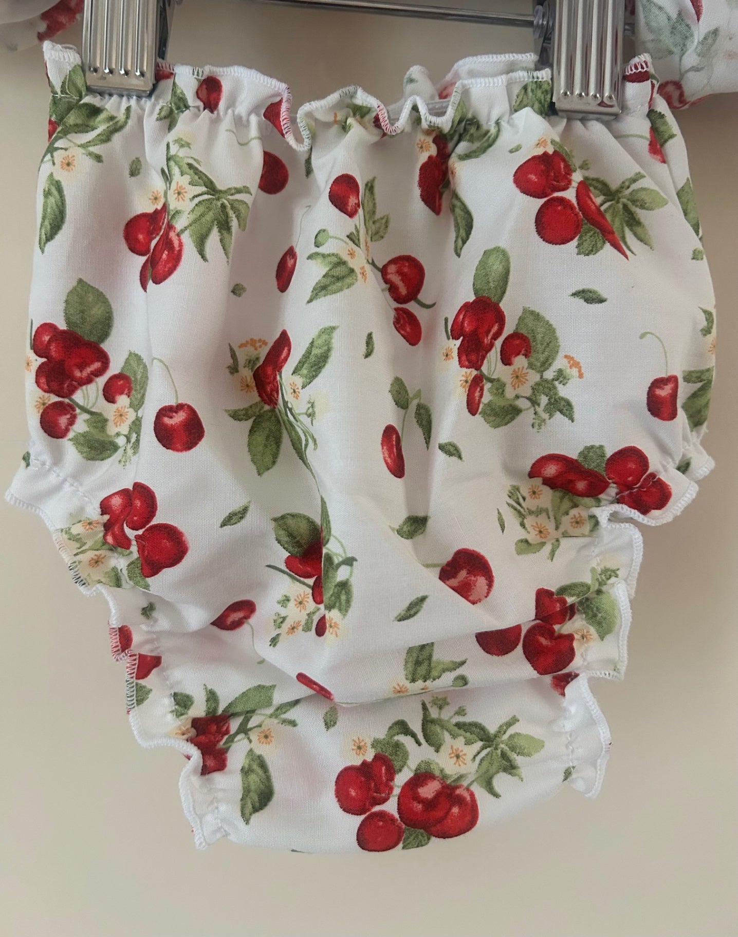 0-3m Handmade Cherry Dress And Pants Set