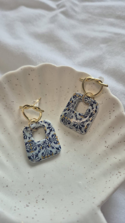 Tile Pattern Knot Earrings