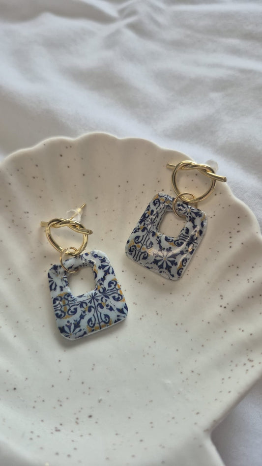 Tile Pattern Knot Earrings