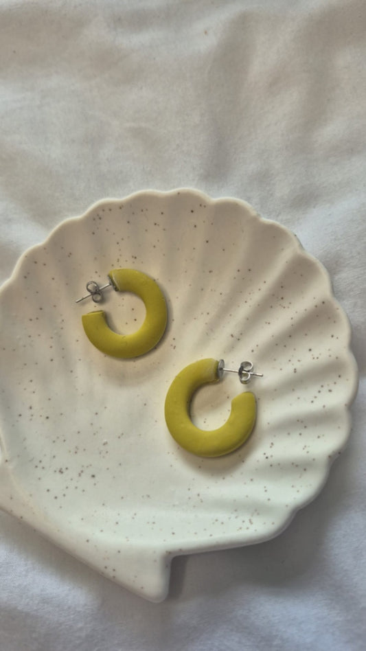 Olive Green Chunky Hoop Earrings