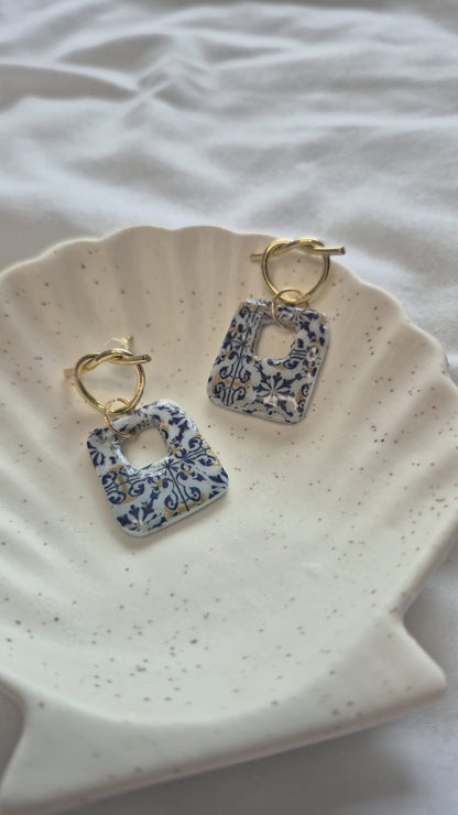 Tile Pattern Knot Earrings
