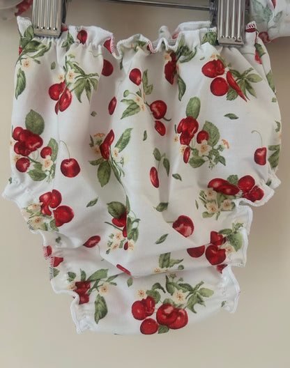3-6m Handmade Cherry Pattern Dress And Pants Set