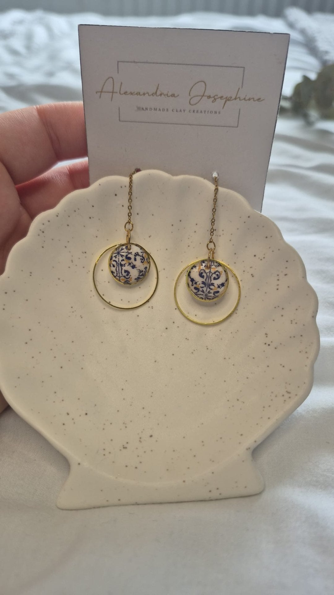 Tile Pattern Threader Earrings