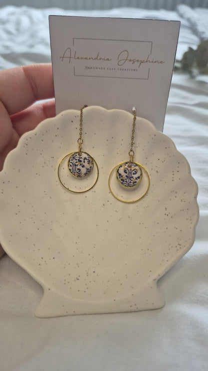 Tile Pattern Threader Earrings