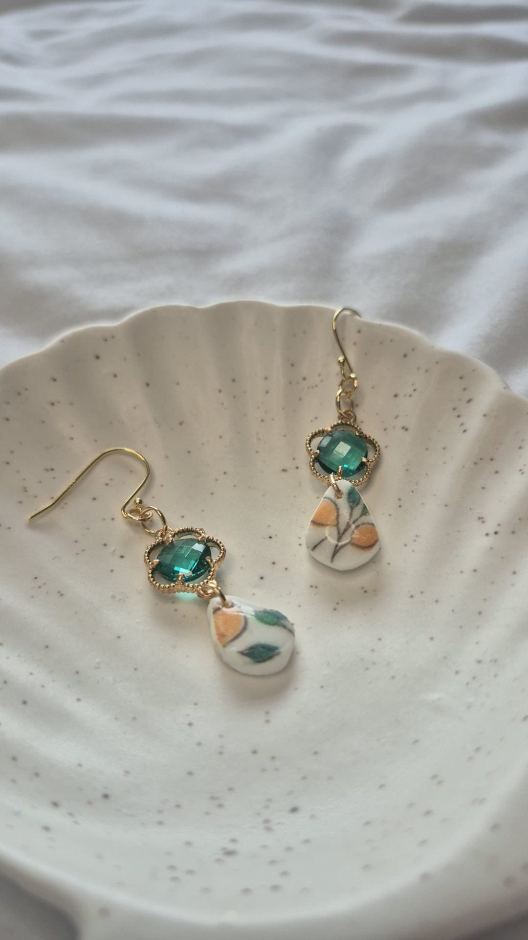 Green Gemstone Lemon Earrings