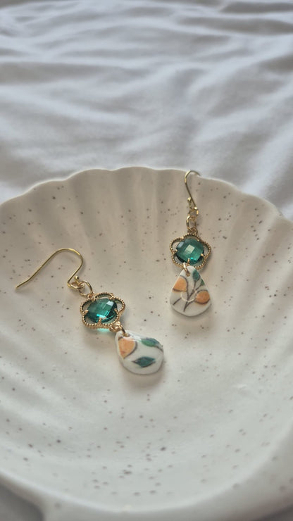 Green Gemstone Lemon Earrings