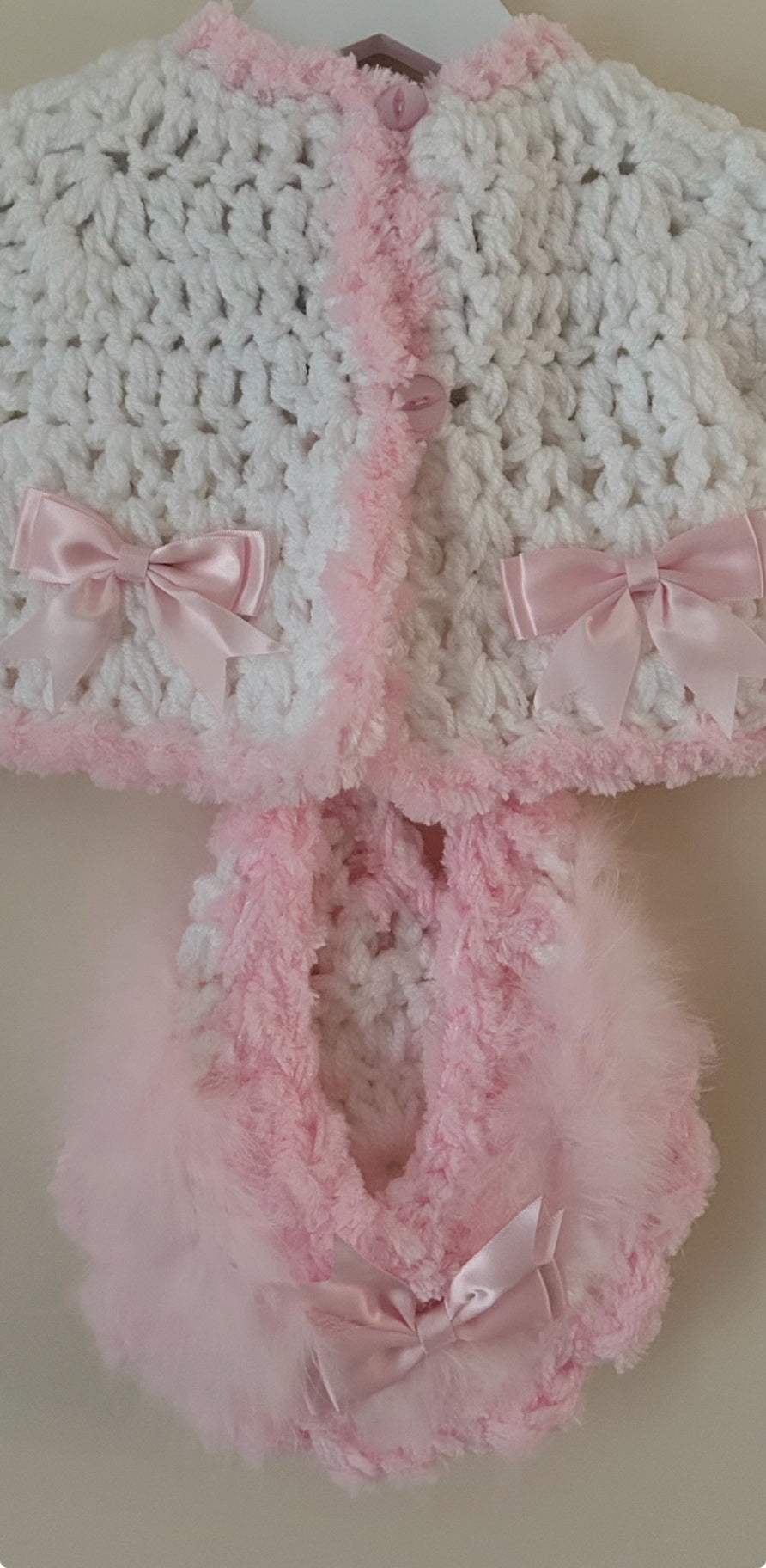 0-3m Baby Cardigan With Matching Bonnet