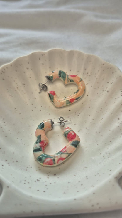 Apple Blossom Heart Hoops