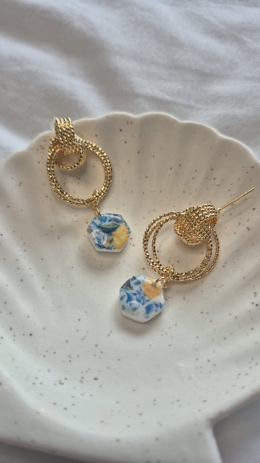 Sparkle Hoop Lemon Earrings