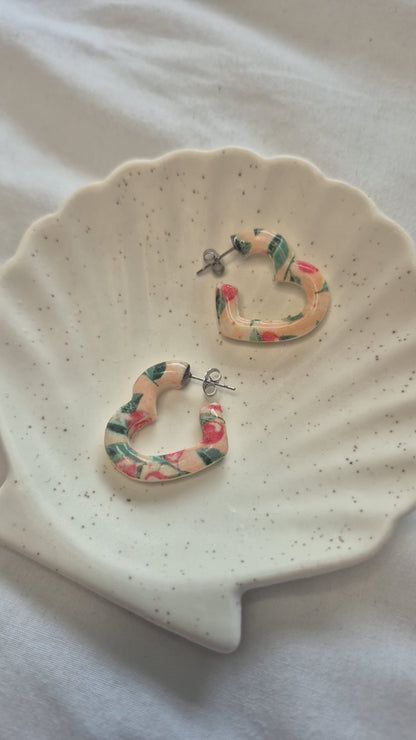Apple Blossom Heart Hoops
