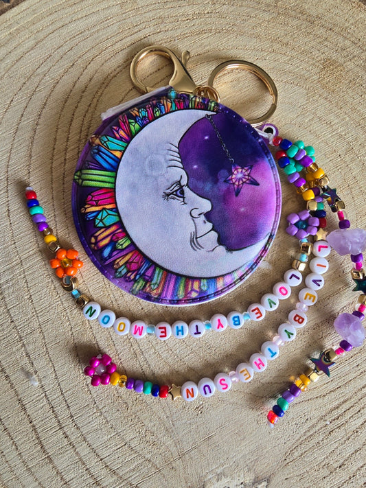 Crystal pocket mirror bag charm