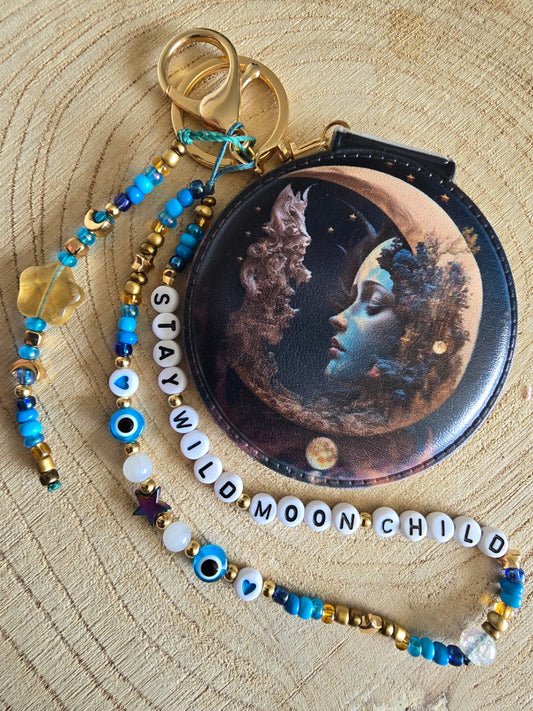 Stay wild crystal mirror bag charm 