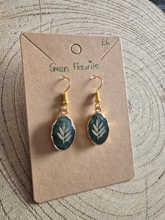 Green flourite leaf earrings 