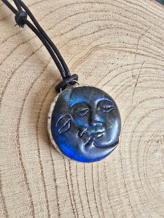 Labradorite sun and moon necklace