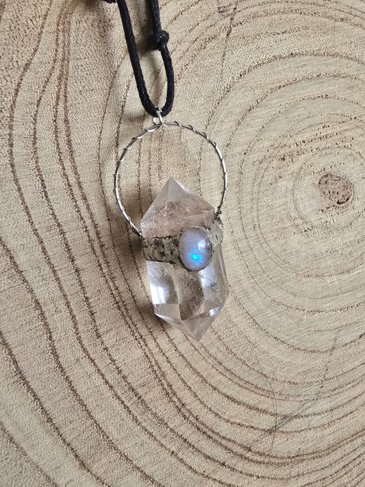 Clear quartz and moonstone necklace