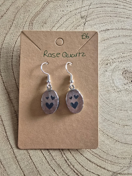 Rose quartz heart earrings 