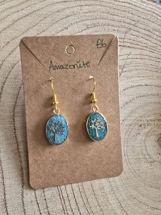 Amazonite tree earrings 