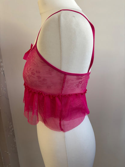 Pink mesh cami top