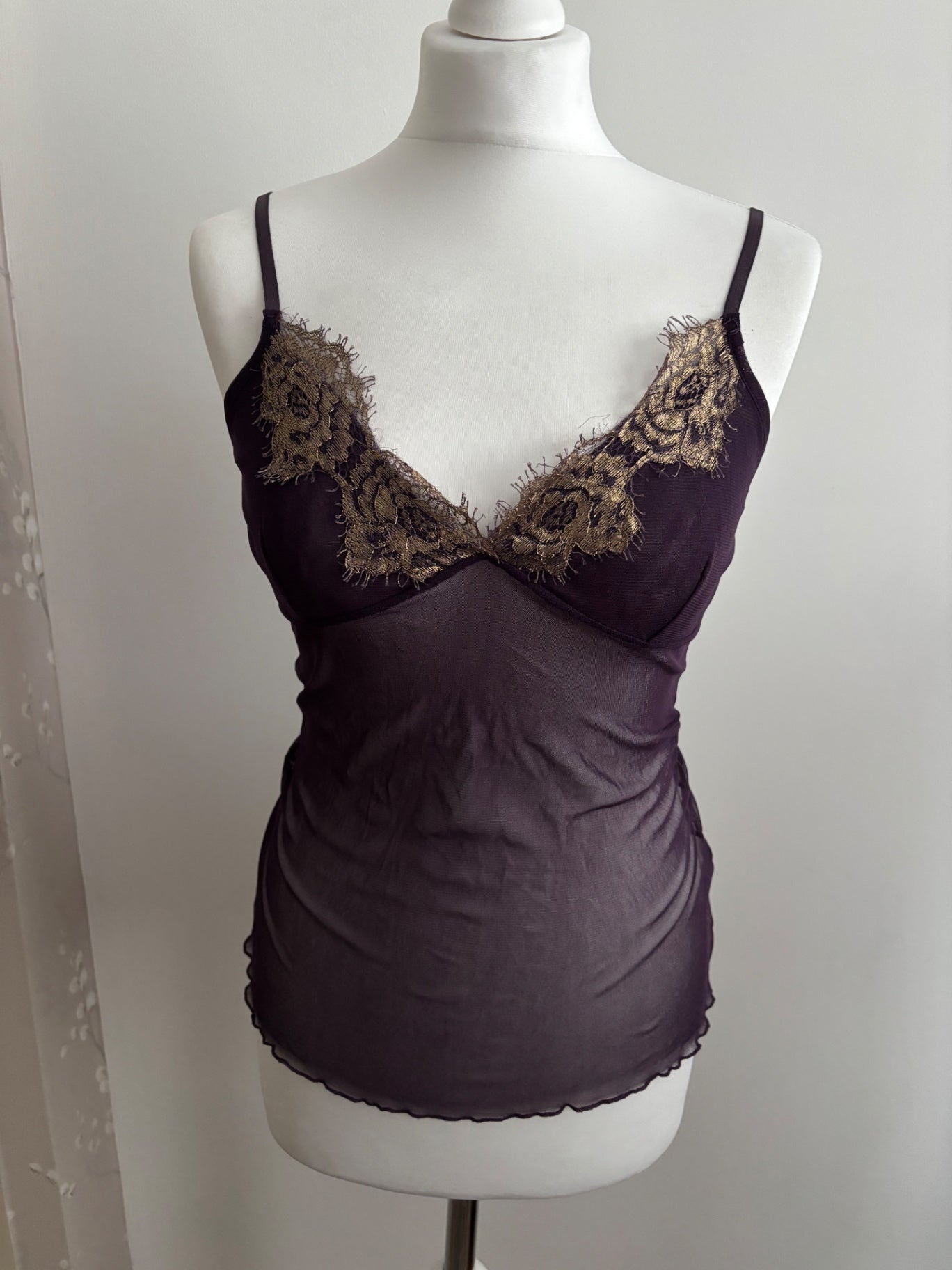 Purple mesh cami top