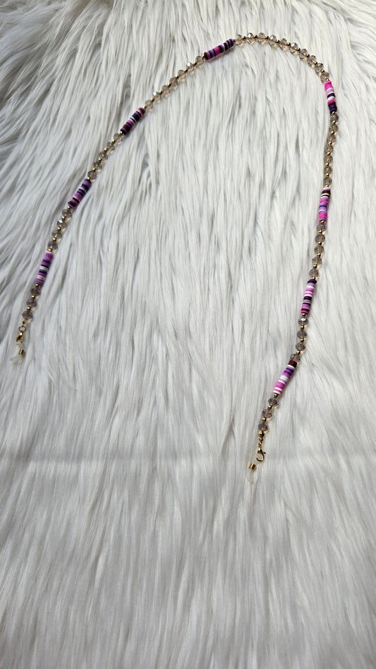 Purple and Glass Beaded Sunglasses Chain 