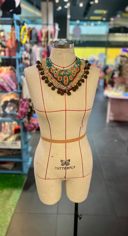 Pom Pom Rainbow Bib Necklace