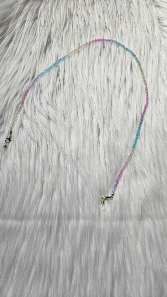 Rainbow Beaded Sunglasses Chain (Pink and Blue)