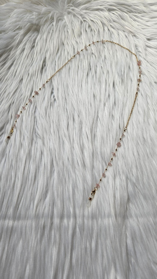 Gold Sunglasses Chain with Pink Gemstones