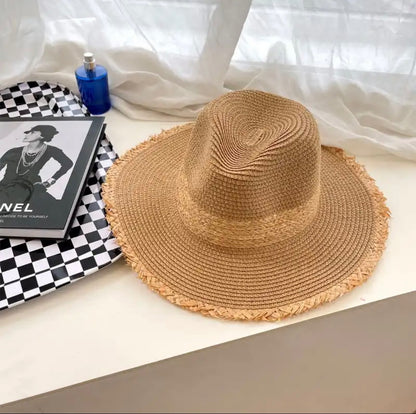 Frayed Straw Fedora Sun Hat