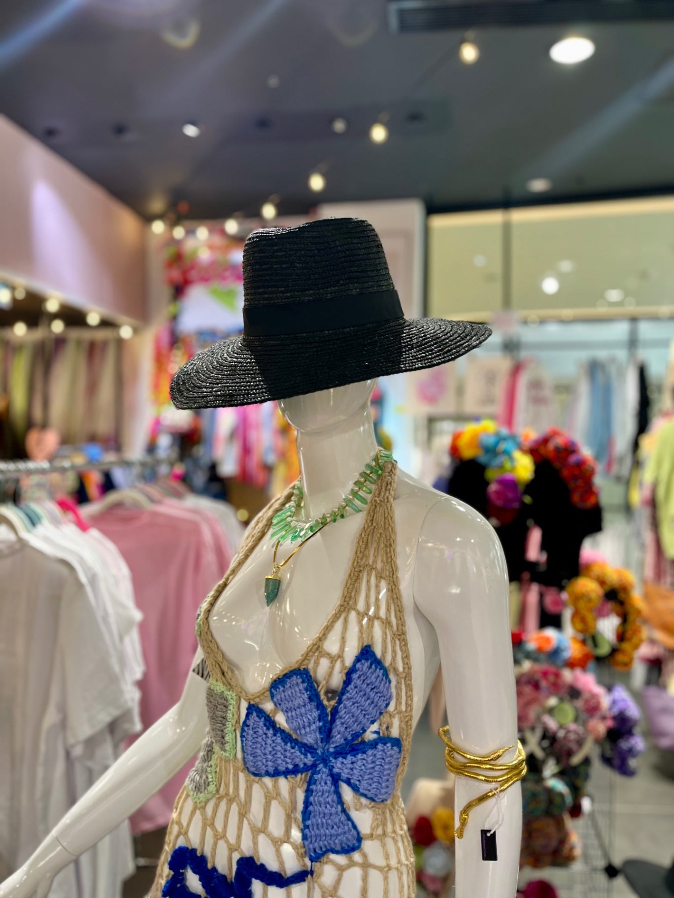Black Straw Fedora Sun Hat